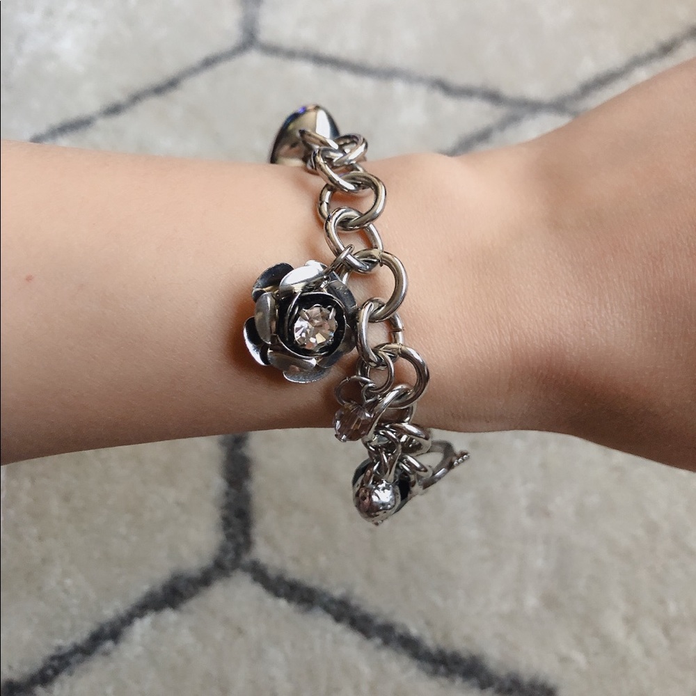 Charlotte Russe Silver Floral Heart Bracelet